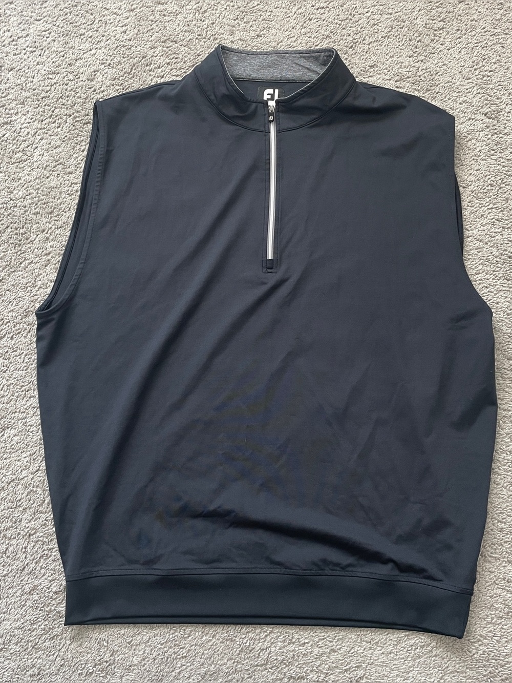 FootJoy Mens XL 1/4 Zip Golf Vest Pullover Black Windshirt Sleeveless Layer